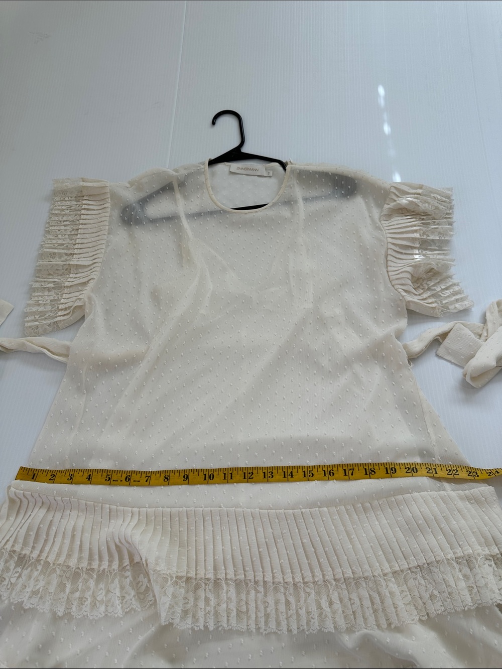 Zimmermann Espionage Pleat Frill Mini Dress Cream Ecru, US 8 Zimmermann size 2 - Picture 10 of 14